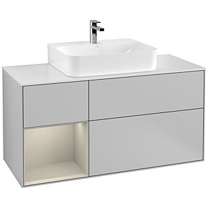 Villeroy and Boch Finion Villeroy and Boch Finion G161HHGJ 120cm, cover plate matt white, Emotion, shelf on the left Sand Matt Lacquer , light gray matt