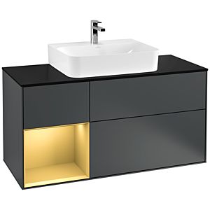 Villeroy et Boch Finion Villeroy et Boch G162HFHG 120cm, couvercle noir mat, Emotion, étagère gauche or mat, Midnight Blue Matt Lacquer