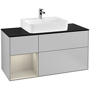 Villeroy and Boch Finion Villeroy and Boch Finion G162HHGJ 120cm, cover plate black matt, Emotion, shelf on the left Sand Matt Lacquer , light gray matt