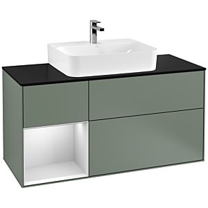 Villeroy and Boch Finion Villeroy and Boch Finion G162MTGM 120cm, cover plate black matt, Emotion, shelf left white matt lacquer, Olive Matt Lacquer