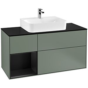 Villeroy and Boch Finion Villeroy and Boch Finion G162PDGM 120cm, cover plate black matt, Emotion, shelf left black matt lacquer, Olive Matt Lacquer