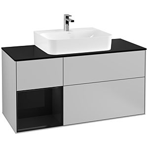 Villeroy et Boch Finion Villeroy et Boch G162PHGJ 120cm, plaque de finition noir mat, Emotion, étagère à gauche Glossy Black Lacquer , gris clair mat