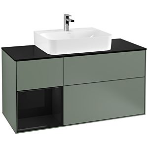 Villeroy and Boch Finion Villeroy and Boch Finion G162PHGM 120cm, cover plate black matt, Emotion, shelf on the left Glossy Black Lacquer , Olive Matt Lacquer