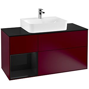 Villeroy and Boch Finion Villeroy and Boch Finion G162PHHB 120cm, cover plate black matt, Emotion, shelf on the left Glossy Black Lacquer , Peony Matt