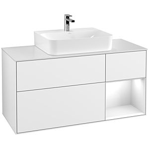 Villeroy and Boch Finion Villeroy and Boch Finion G171GFGF 120cm, cover plate matt white, Emotion, shelf on the right Glossy white lacquer, Glossy white lacquer