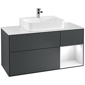 Villeroy und Boch Finion Waschtischunterschrank G171GFHG 120cm, Abdeckplatte white matt, Emotion, Regal rechts Glossy white lacquer, Midnight Blue Matt Lacquer