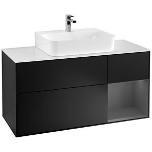 Villeroy et Boch Finion Villeroy et Boch G171GKPD 120cm, plaque de finition blanc mat, Emotion, étagère à droite Anthracite mat, Laque noir mat