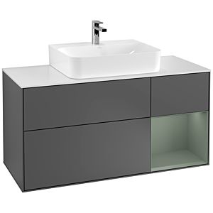 Villeroy and Boch Finion Villeroy and Boch Finion G171GMGK 120cm, cover plate white matt, emotion, shelf on the right Olive Matt Lacquer , anthracite matt