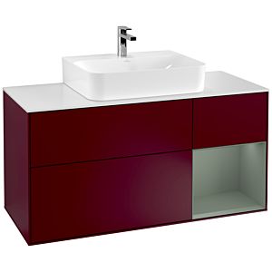 Villeroy et Boch Finion Villeroy et Boch G171GMHB 120cm, plaque de finition blanc mat, émotion, étagère à droite Olive Matt Lacquer , Peony Matt