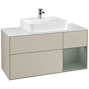 Villeroy and Boch Finion Villeroy and Boch Finion G171GMHH 120cm, cover plate matt white, emotion, shelf on the right Olive Matt Lacquer , Sand Matt Lacquer