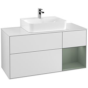 Villeroy and Boch Finion Villeroy and Boch Finion G171GMMT 120cm, cover plate white matt, Emotion, shelf on the right Olive Matt Lacquer , white matt lacquer