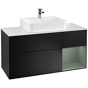 Villeroy and Boch Finion Villeroy and Boch Finion G171GMPD 120cm, cover plate white matt, Emotion, shelf on the right Olive Matt Lacquer , black matt lacquer