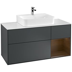 Villeroy and Boch Finion Villeroy and Boch Finion G171GNHG 120cm, cover plate matt white, Emotion, shelf on the right Walnut veneer, Midnight Blue Matt Lacquer