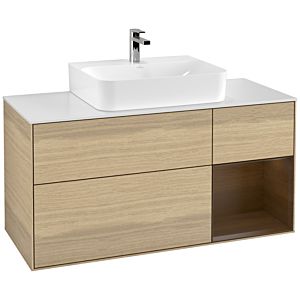 Villeroy et Boch Finion Villeroy et Boch G171GNPC 120cm, plaque de finition blanc mat, émotion, étagère à droite placage noyer, Oak Veneer