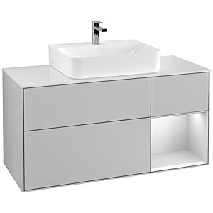 Villeroy and Boch Finion Villeroy and Boch Finion G171MTGJ 120cm, cover plate white matt, Emotion, shelf on the right white matt lacquer, light gray matt