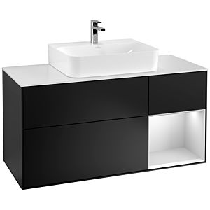 Villeroy and Boch Finion Villeroy and Boch Finion G171MTPD 120cm, cover plate white matt, Emotion, shelf on the right white matt lacquer, black matt lacquer