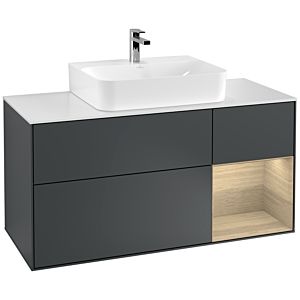 Villeroy et Boch Finion Villeroy et Boch G171PCHG 120cm, plaque de finition blanc mat, Emotion, étagère à droite Oak Veneer , Midnight Blue Matt Lacquer
