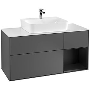 Villeroy and Boch Finion Villeroy and Boch Finion G171PDGK 120cm, cover plate white matt, Emotion, shelf on the right black matt lacquer, anthracite matt