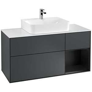 Villeroy und Boch Finion Waschtischunterschrank G171PDHG 120cm, Abdeckplatte white matt, Emotion, Regal rechts Black matt lacquer, Midnight Blue Matt Lacquer