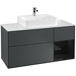 Villeroy und Boch Finion Waschtischunterschrank G171PHHG 120cm, Abdeckplatte white matt, Emotion, Regal rechts Glossy Black Lacquer, Midnight Blue Matt Lacquer