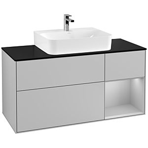 Villeroy und Boch Finion Waschtischunterschrank G172GJGJ 120cm, Abdeckplatte black matt, Emotion, Regal rechts Light grey matt, Light grey matt