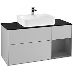 Villeroy und Boch Finion Waschtischunterschrank G172GKGJ 120cm, Abdeckplatte black matt, Emotion, Regal rechts Anthracite matt, Light grey matt