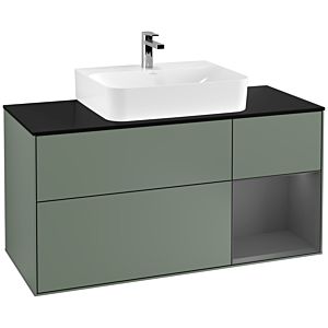 Villeroy et Boch Finion Villeroy et Boch G172GKGM 120cm, plaque de finition noir mat, Emotion, étagère droite Anthracite mat, Olive Matt Lacquer