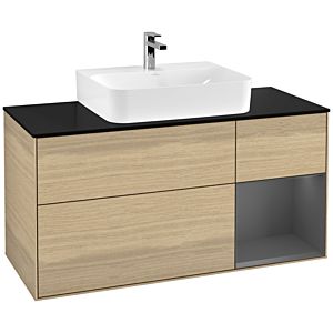 Villeroy und Boch Finion Waschtischunterschrank G172GKPC 120cm, Abdeckplatte black matt, Emotion, Regal rechts Anthracite matt, Oak Veneer