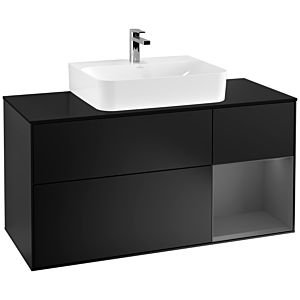 Villeroy et Boch Finion Villeroy et Boch G172GKPD 120cm, plaque de finition noir mat, Emotion, étagère à droite Anthracite mat, Laque noir mat