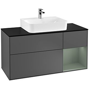 Villeroy and Boch Finion Villeroy and Boch Finion G172GMGK 120cm, cover plate black matt, emotion, shelf on the right Olive Matt Lacquer , anthracite matt