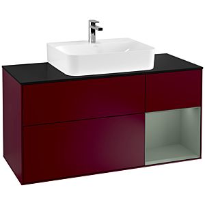 Villeroy et Boch Finion Villeroy et Boch G172GMHB 120cm, plaque de finition noir mat, Emotion, étagère à droite Olive Matt Lacquer , Peony Matt