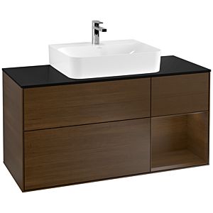 Villeroy and Boch Finion Villeroy and Boch Finion G172GNGN 120cm, cover plate black matt, Emotion, shelf on the right Walnut veneer, Walnut veneer
