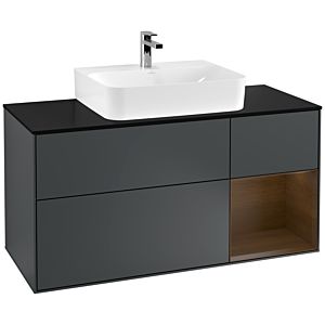 Villeroy and Boch Finion Villeroy and Boch Finion G172GNHG 120cm, cover plate black matt, Emotion, shelf right Walnut veneer, Midnight Blue Matt Lacquer