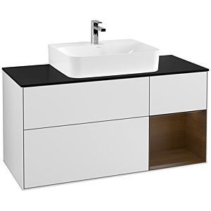 Villeroy and Boch Finion Villeroy and Boch Finion G172GNMT 120cm, cover plate black matt, Emotion, shelf right Walnut veneer, white matt lacquer