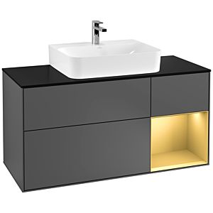 Villeroy and Boch Finion Villeroy and Boch Finion G172HFGK 120cm, cover plate black matt, Emotion, shelf right gold matt, anthracite matt