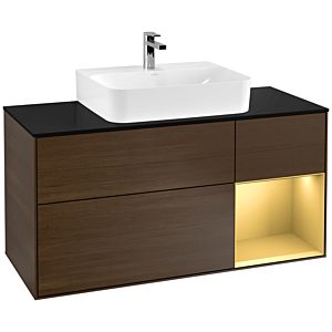 Villeroy et Boch Finion Villeroy et Boch G172HFGN 120cm, plaque de finition noir mat, émotion, étagère droite or mat, placage noyer