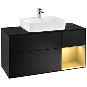 Villeroy and Boch Finion Villeroy and Boch Finion G172HFPD 120cm, cover plate black matt, Emotion, shelf right gold matt, black matt lacquer