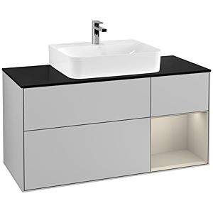 Villeroy and Boch Finion Villeroy and Boch Finion G172HHGJ 120cm, cover plate matt black, Emotion, shelf on the right Sand matt, light gray matt