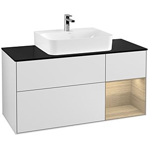 Villeroy et Boch Finion Villeroy et Boch G172PCMT 120cm, plaque de finition noir mat, Emotion, étagère à droite Oak Veneer , laqué blanc mat