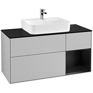 Villeroy und Boch Finion Waschtischunterschrank G172PDGJ 120cm, Abdeckplatte black matt, Emotion, Regal rechts Black matt lacquer, Light grey matt