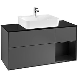 Villeroy and Boch Finion Villeroy and Boch Finion G172PDGK 120cm, cover plate black matt, Emotion, shelf on the right Black matt lacquer, Anthracite matt