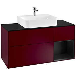 Villeroy et Boch Finion Villeroy et Boch G172PDHB 120cm, plaque de finition noir mat, Emotion, étagère à droite Laque noir mat, Peony Matt