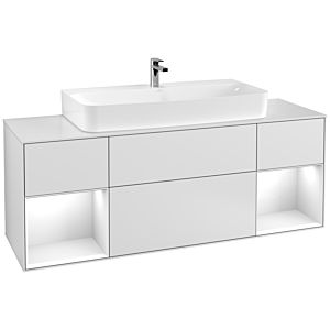 Villeroy et Boch Finion Villeroy et Boch G211GFMT 160cm, couvercle blanc mat, Emotion, étagères Laque blanc brillant, blanc laqué mat