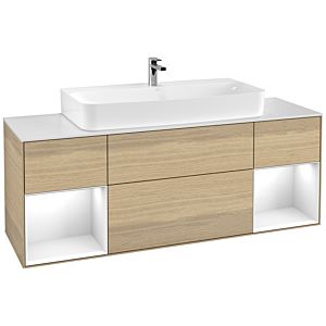 Villeroy et Boch Finion Villeroy et Boch G211GFPC 160cm, plaque de finition blanc mat, Emotion, étagères Laque blanc brillant, Oak Veneer
