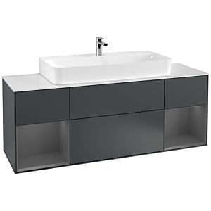 Villeroy and Boch Finion Villeroy and Boch Finion G211GKHG 160cm, cover plate matt white, Emotion, shelves anthracite matt lacquer, Midnight Blue Matt Lacquer