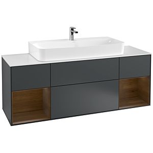 Villeroy et Boch Finion Villeroy et Boch G211GNHG 160cm, plaque de finition blanc mat, Emotion, étagères placage noyer, Midnight Blue Matt Lacquer