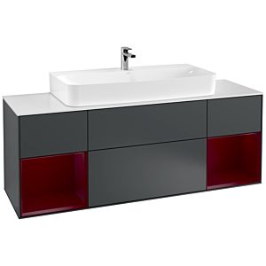 Villeroy et Boch Finion Villeroy et Boch G211HBHG 160cm, plaque de finition blanc mat, Emotion, étagères Peony laqué mat, Midnight Blue Matt Lacquer