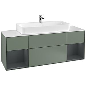 Villeroy et Boch Finion Villeroy et Boch G211HGGM 160cm, plaque de finition blanc mat, Emotion, étagères Laque mat minuit, Olive Matt Lacquer