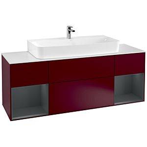 Villeroy und Boch Finion Waschtischunterschrank G211HGHB 160cm, Abdeckplatte white matt, Emotion, Regale Midnight matt lacquer, Peony Matt