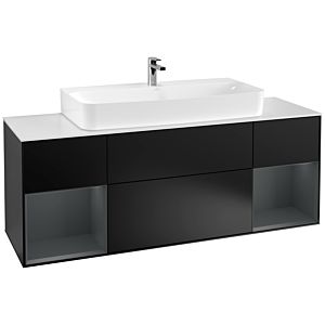 Villeroy und Boch Finion Waschtischunterschrank G211HGPD 160cm, Abdeckplatte white matt, Emotion, Regale Midnight matt lacquer, Black matt lacquer